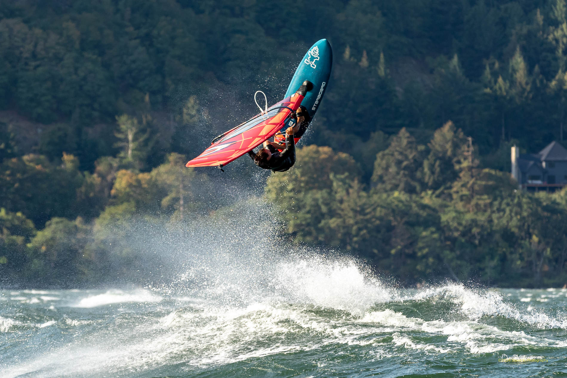 Phil Soltysiak windsurfing at the hatchery